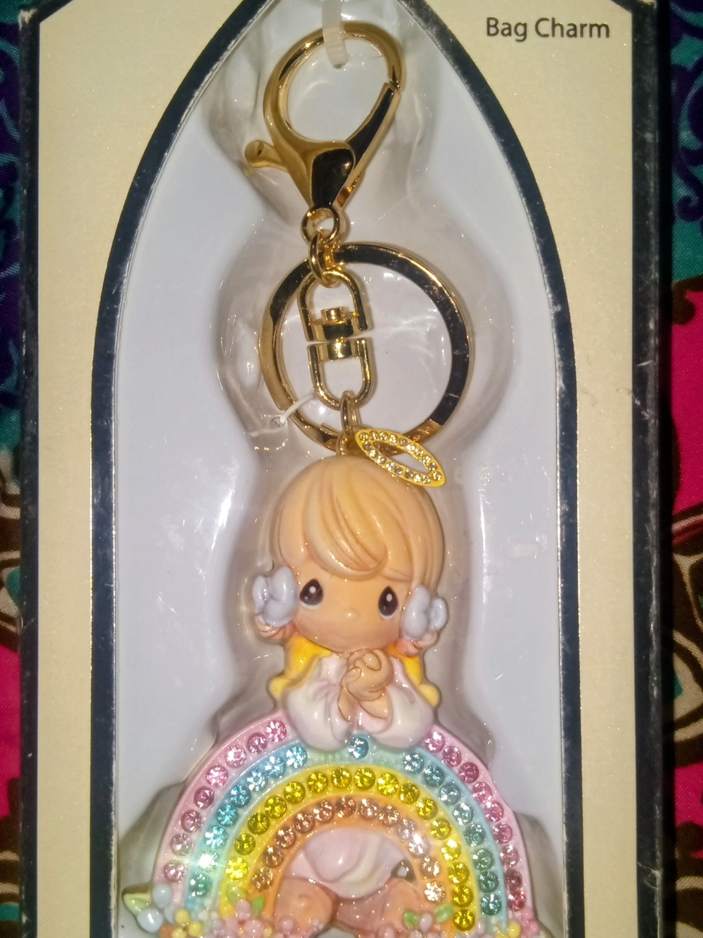 Precious Moments Gold-Accent Blonde Angel Rainbow Bag Charm